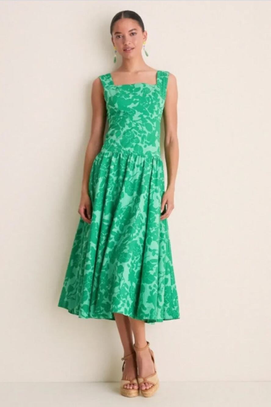 Tuckernuck Hyacinth House Emerald Floral Lilly Maxi Dress Size Small NWT Flaw